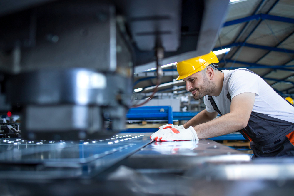 Factory working operating machinery to represent Azure connection case study